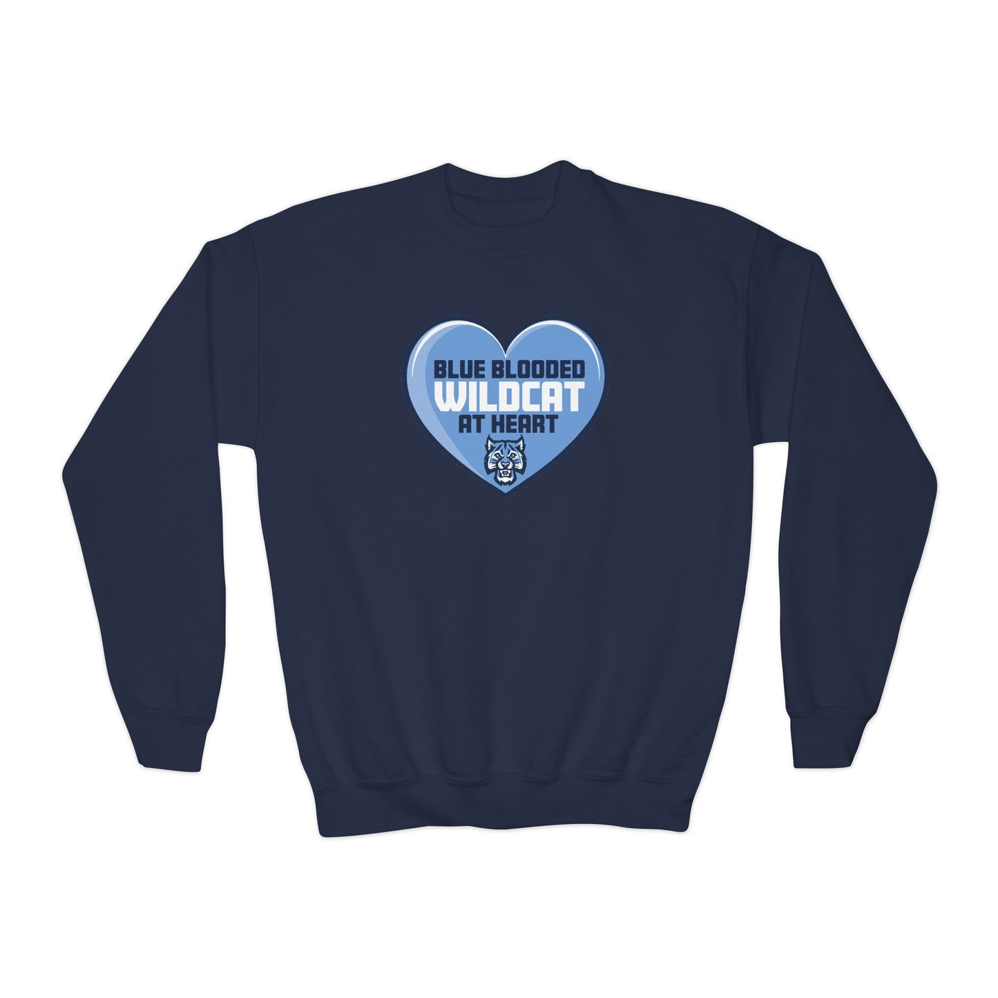 Blue Blooded Wildcat at Heart Crewneck Youth Sweatshirt