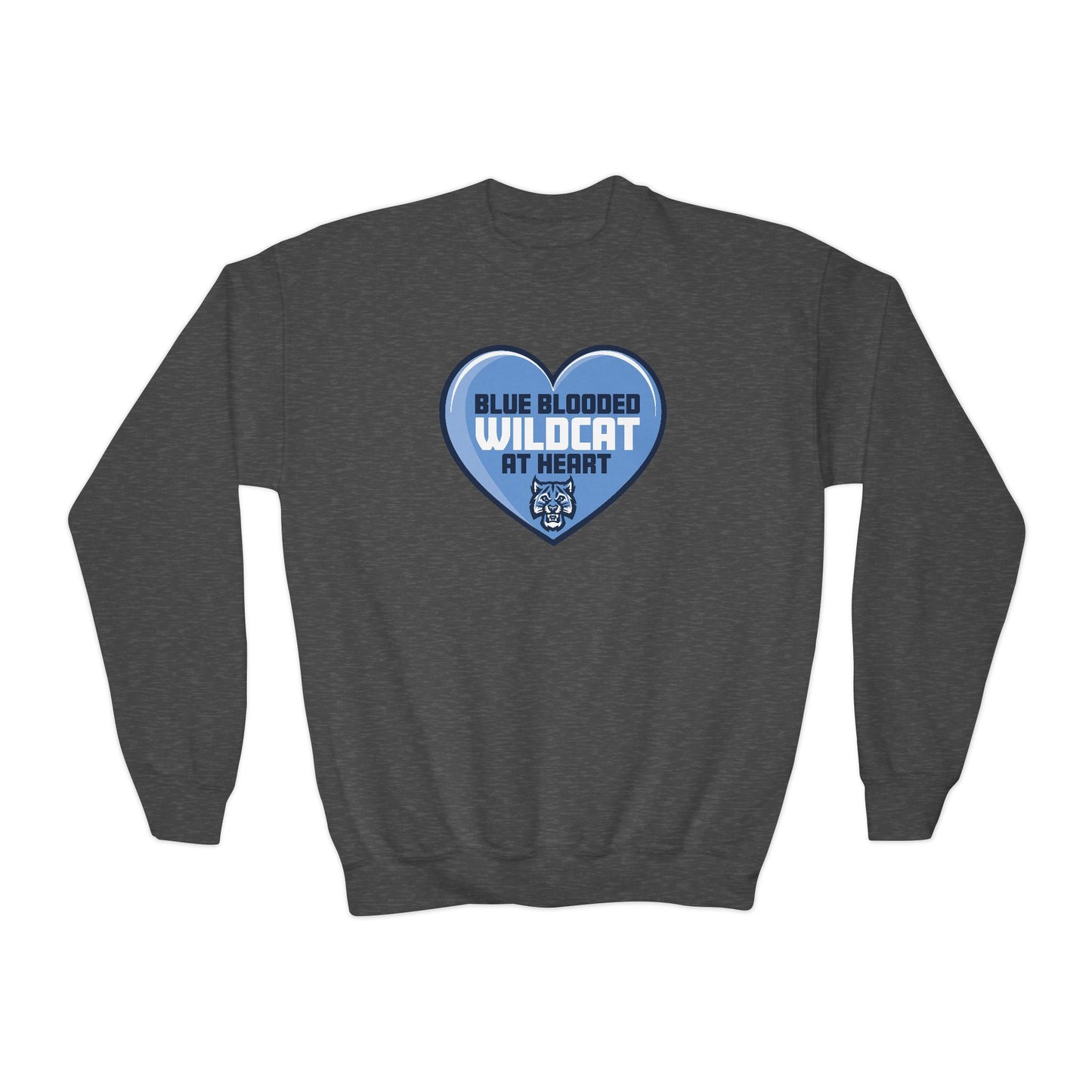 Blue Blooded Wildcat at Heart Crewneck Youth Sweatshirt