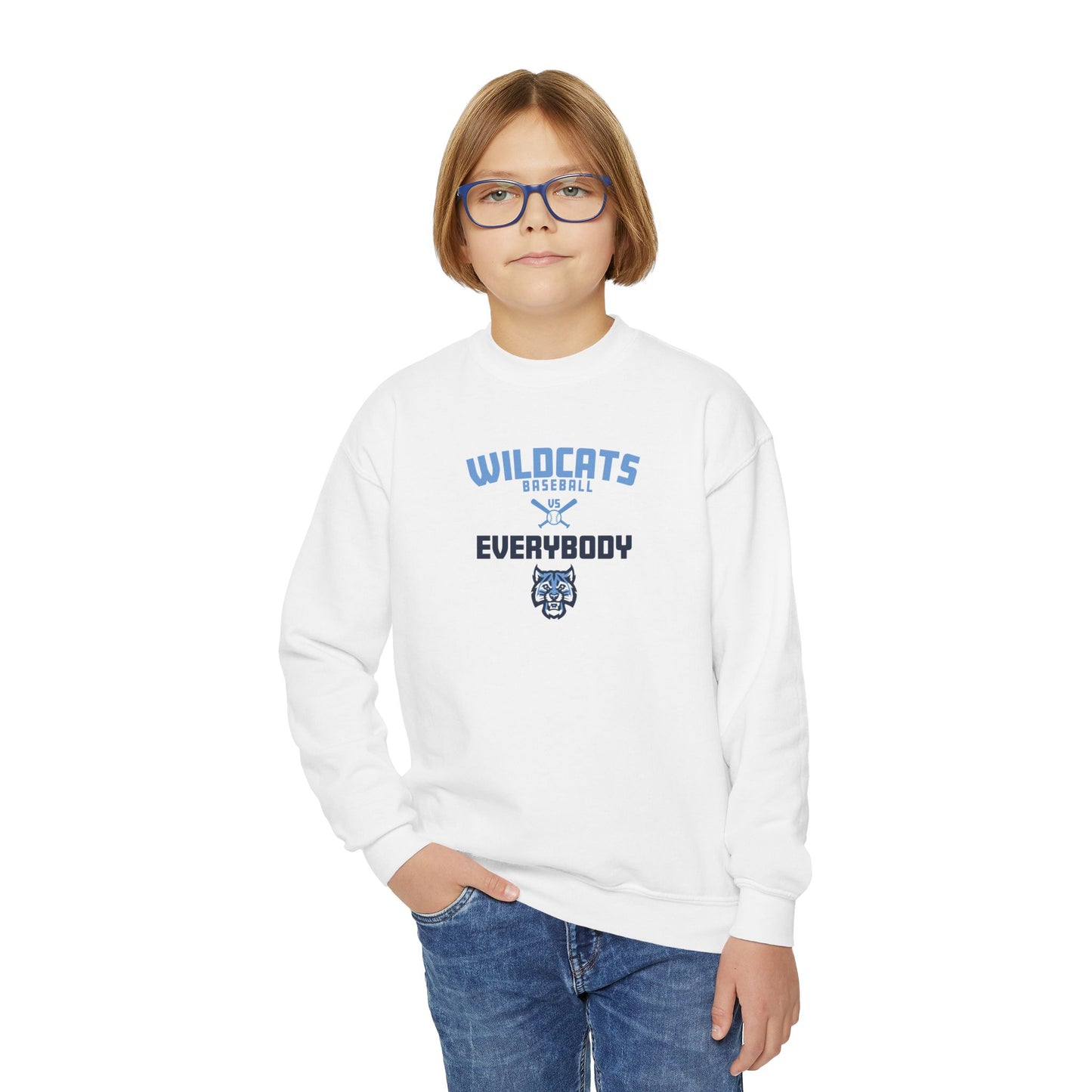 Wildcats Baseball vs Everybody Crewneck Youth Sweatshirt