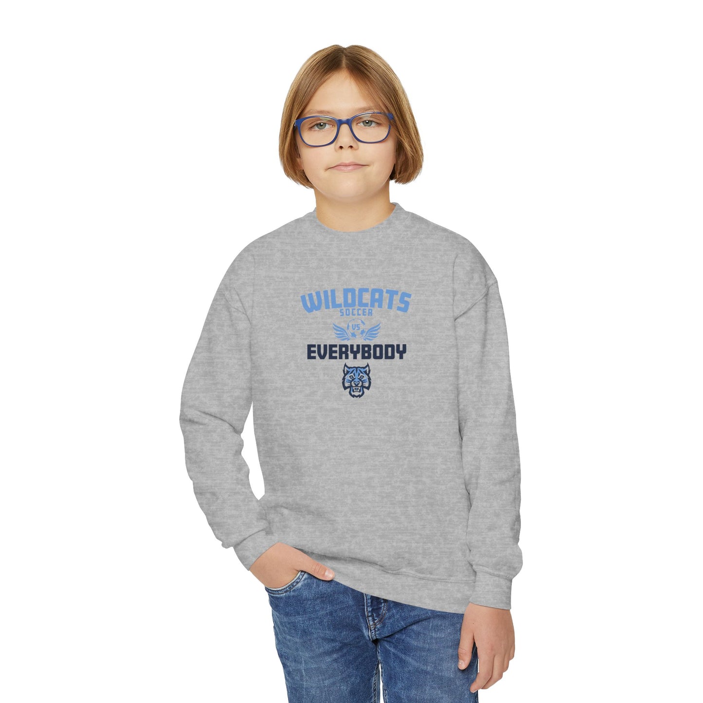 Wildcats Soccer vs Everybody Crewneck Youth Sweatshirt