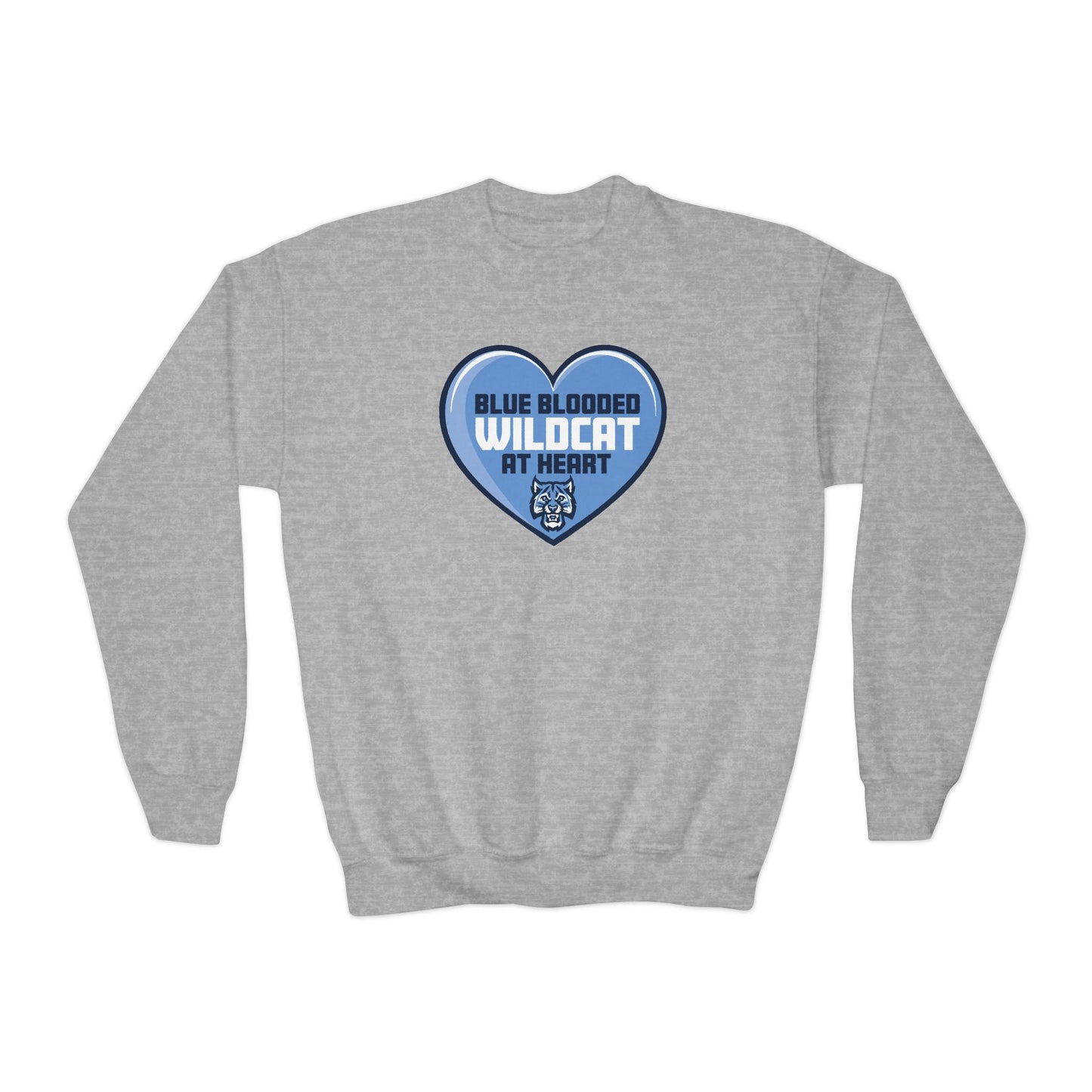Blue Blooded Wildcat at Heart Crewneck Youth Sweatshirt