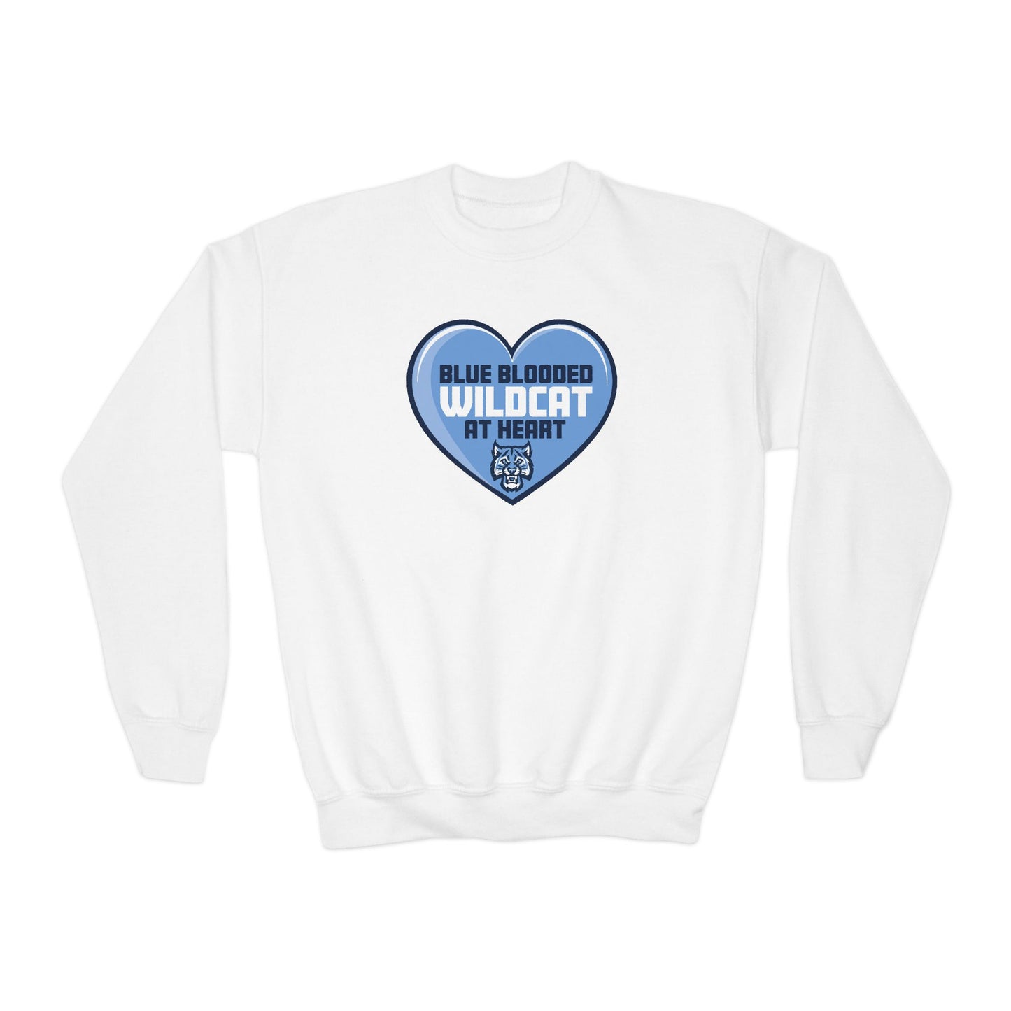 Blue Blooded Wildcat at Heart Crewneck Youth Sweatshirt