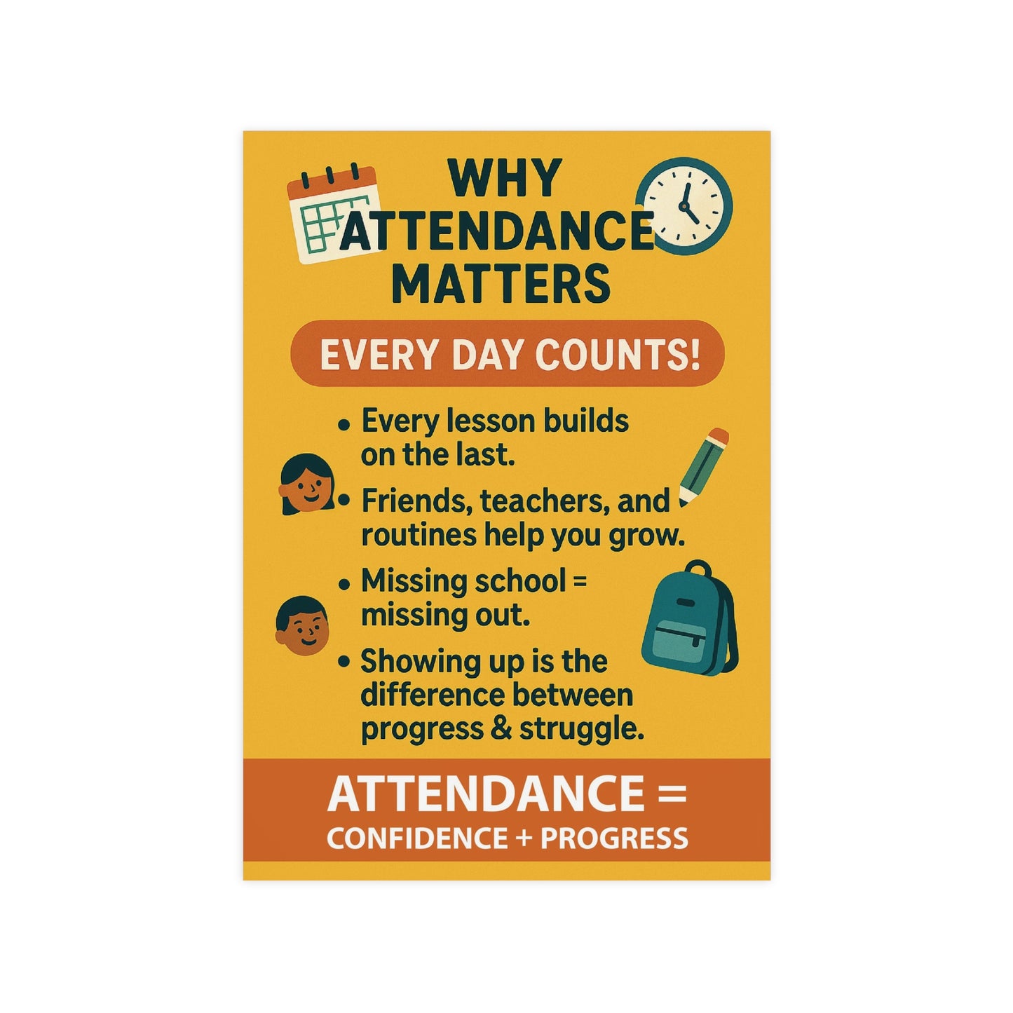 Why Attendance Matters Yellow Poster